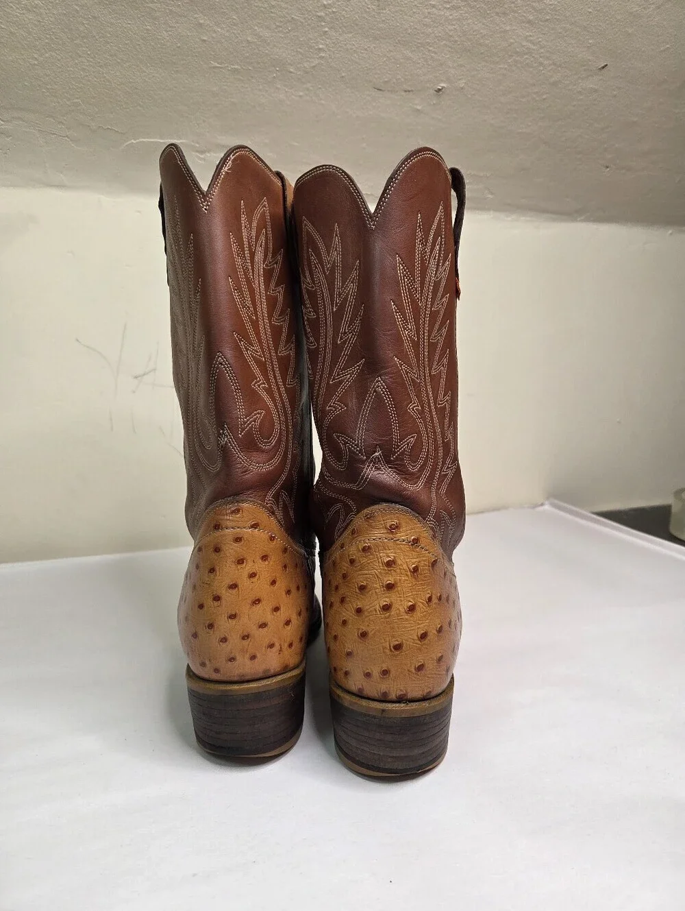 Levi’s Western‎ Cowboy Boots 10.5 M Brown Ostrich Embossed Leather Vintage